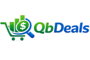A digital logo for 'QbDeals' featuring a green shopping cart with a dollar sign and bar chart icon, alongside a green-to-blue gradient 'Qb' and blue 'Deals' text, on a plain white background.